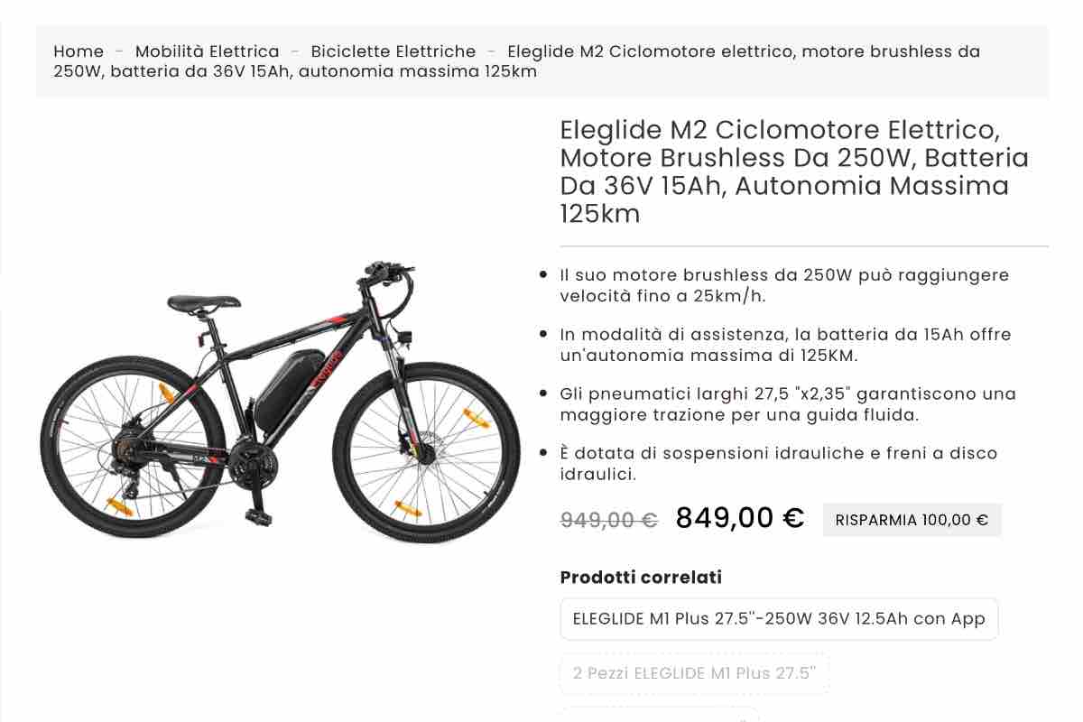 E Bike Elegilde M2 caratteristiche prezzo