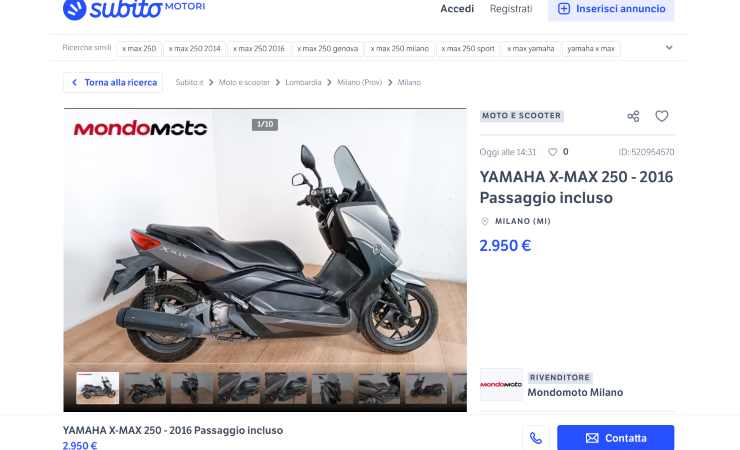 Lo scooter della Yamaha scontato