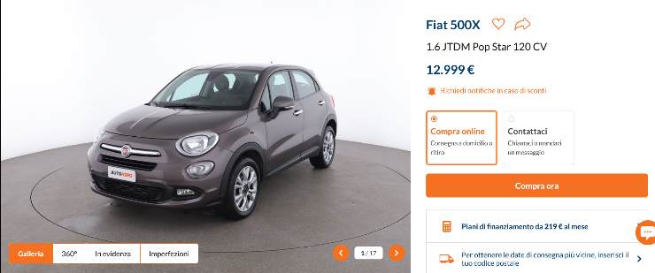 Fiat 500X prezzo eccezionale