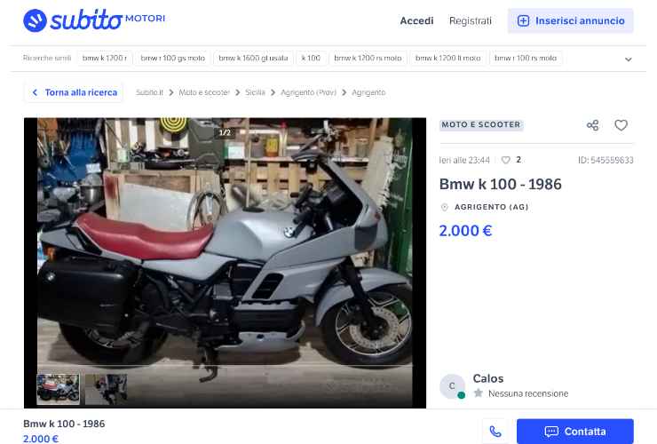 BMW K100 a soli 2000 euro