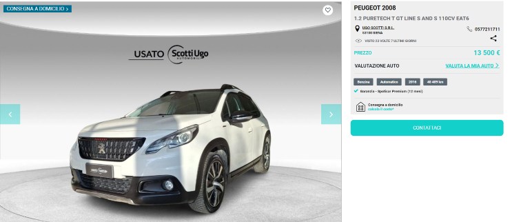 Peugeot 2008 SUV occasione prezzo sconto auto usata