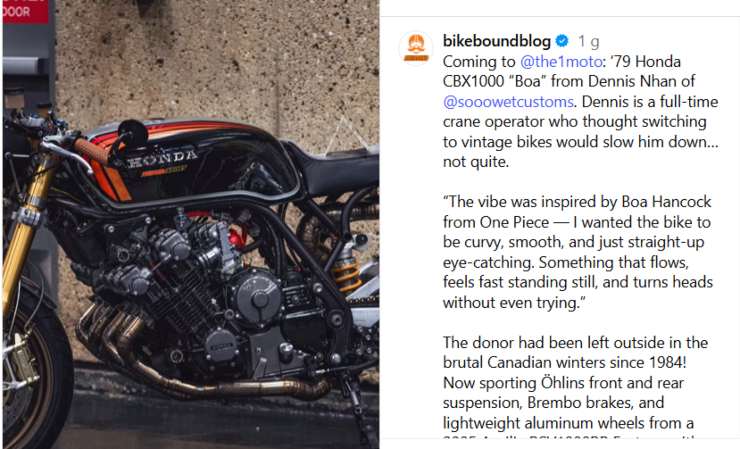 Harley Honda CBX1000 novità custom Boa