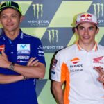 Valentino Rossi e Marc Marquez, suo storico rivale, che ora combatte con Bagnaia