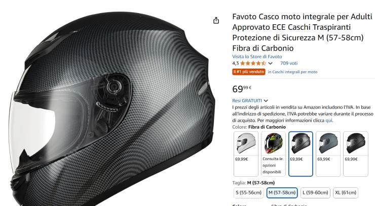Casco Favoto ECE 22.06 novità prezzo
